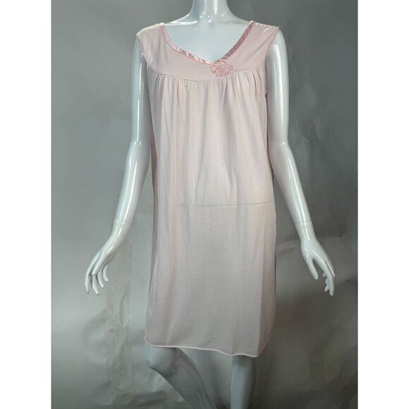 Vintage Sears 100% Nylon Pink Sleeveless Nightgown With Floral Embroidery Size M - Picture 16 of 16